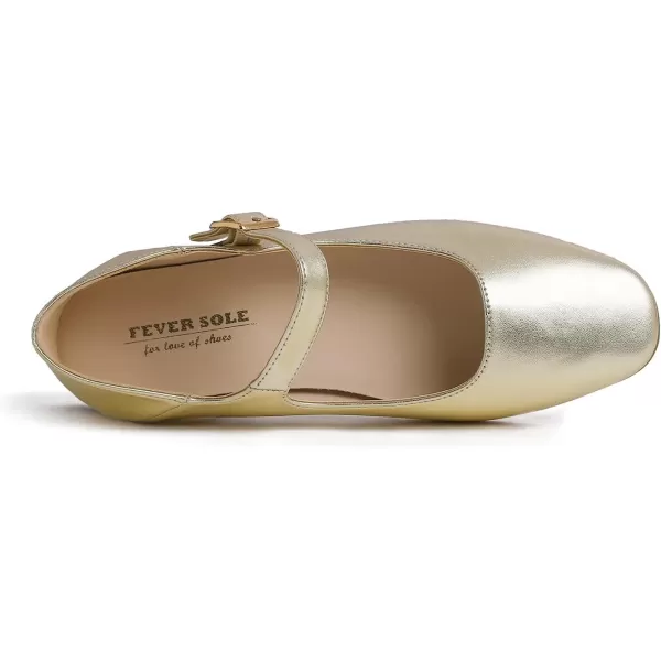 FEVERSOLE Women's Mary Jane Fashion Square Toe Easy Buckle Low Heel Slip On Flats