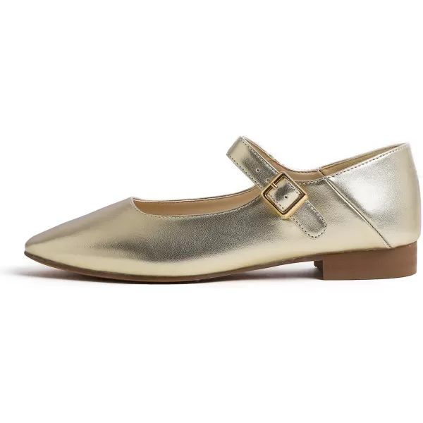 FEVERSOLE Women's Mary Jane Fashion Square Toe Easy Buckle Low Heel Slip On Flats