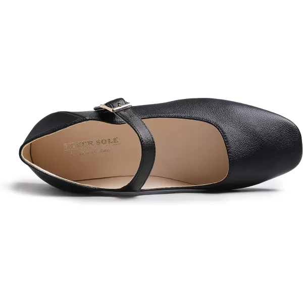 FEVERSOLE Women's Mary Jane Fashion Square Toe Easy Buckle Low Heel Slip On Flats
