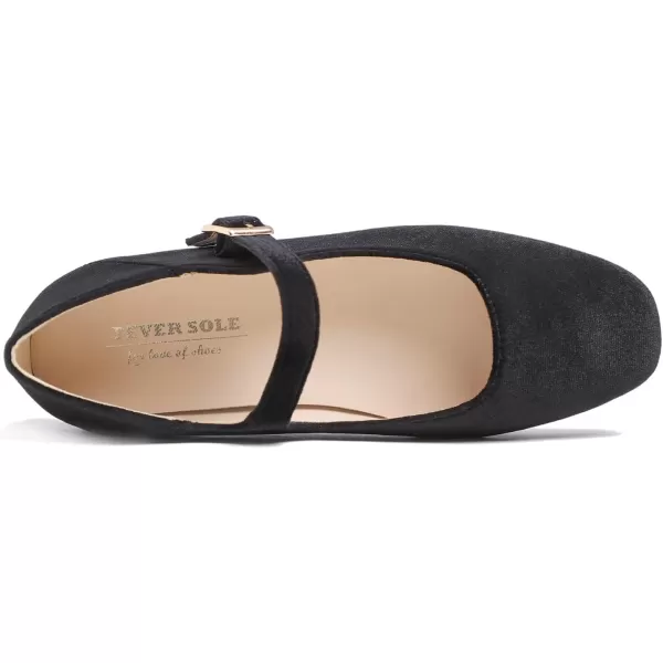 FEVERSOLE Women's Mary Jane Fashion Square Toe Easy Buckle Low Heel Slip On Flats