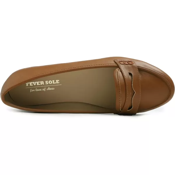 FEVERSOLE Women's Penny Loafer Round Toe Casual Flat Shoes