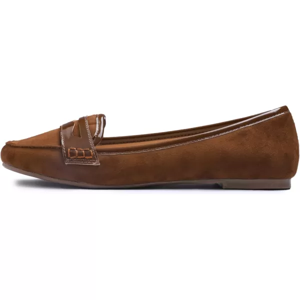 FEVERSOLE Women's Penny Loafer Round Toe Casual Flat Shoes