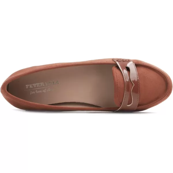 FEVERSOLE Women's Penny Loafer Round Toe Casual Flat Shoes