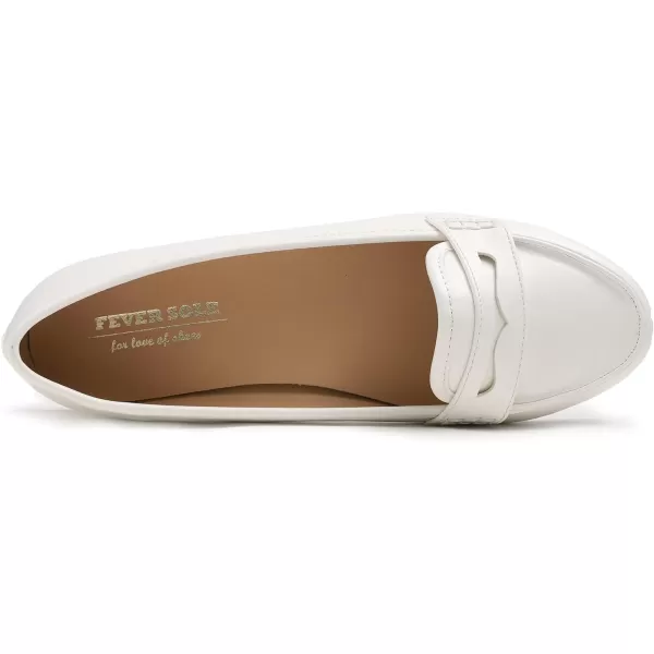 FEVERSOLE Women's Penny Loafer Round Toe Casual Flat Shoes