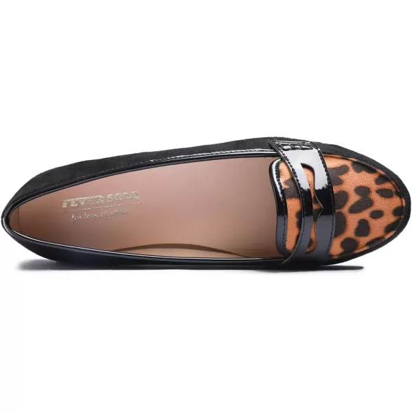 FEVERSOLE Women's Penny Loafer Round Toe Casual Flat Shoes