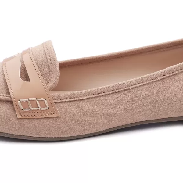 FEVERSOLE Women's Penny Loafer Round Toe Casual Flat Shoes