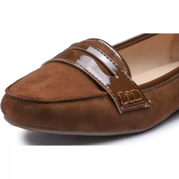 FEVERSOLE Women's Penny Loafer Round Toe Casual Flat Shoes