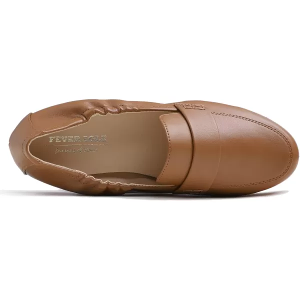 FEVERSOLE Women's Penny Loafer Round Toe Casual Flat Shoes