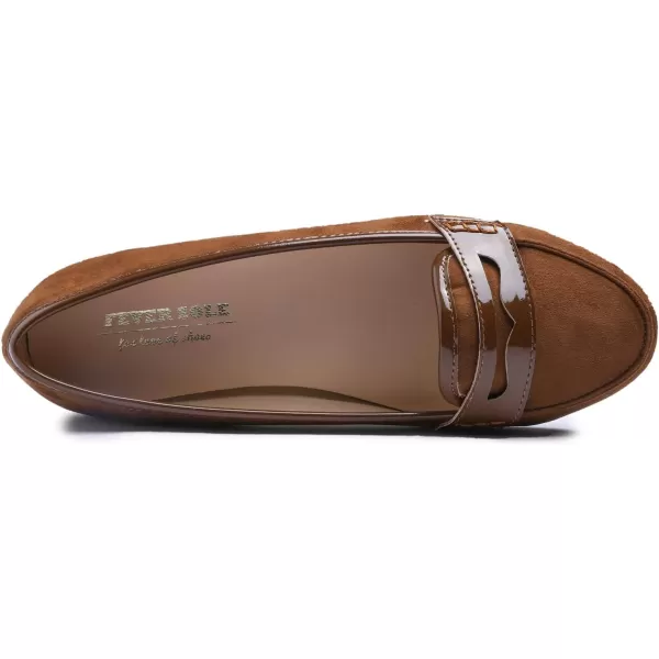 FEVERSOLE Women's Penny Loafer Round Toe Casual Flat Shoes