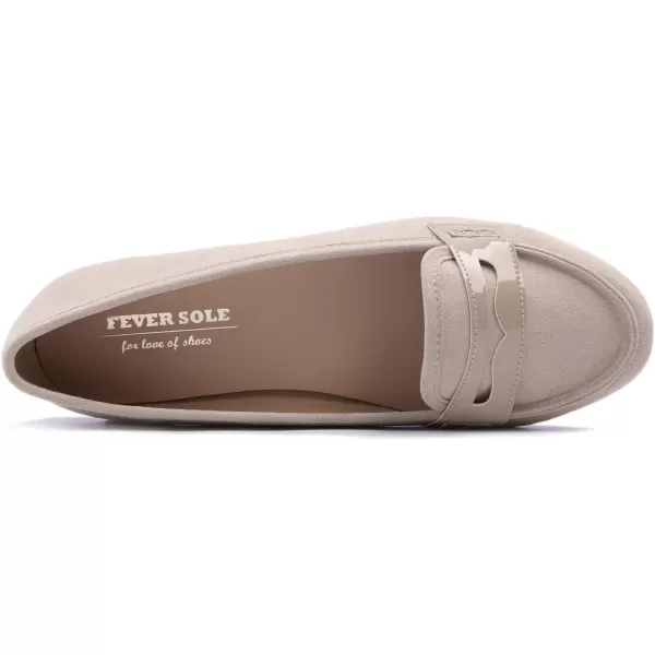 FEVERSOLE Women's Penny Loafer Round Toe Casual Flat Shoes