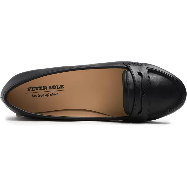 FEVERSOLE Women's Penny Loafer Round Toe Casual Flat Shoes