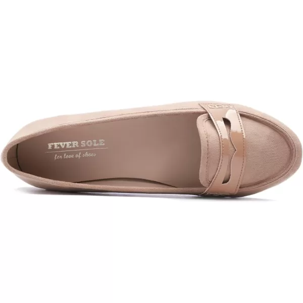 FEVERSOLE Women's Penny Loafer Round Toe Casual Flat Shoes