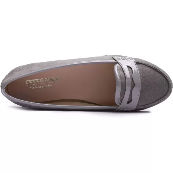FEVERSOLE Women's Penny Loafer Round Toe Casual Flat Shoes