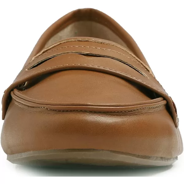 FEVERSOLE Women's Penny Loafer Round Toe Casual Flat Shoes