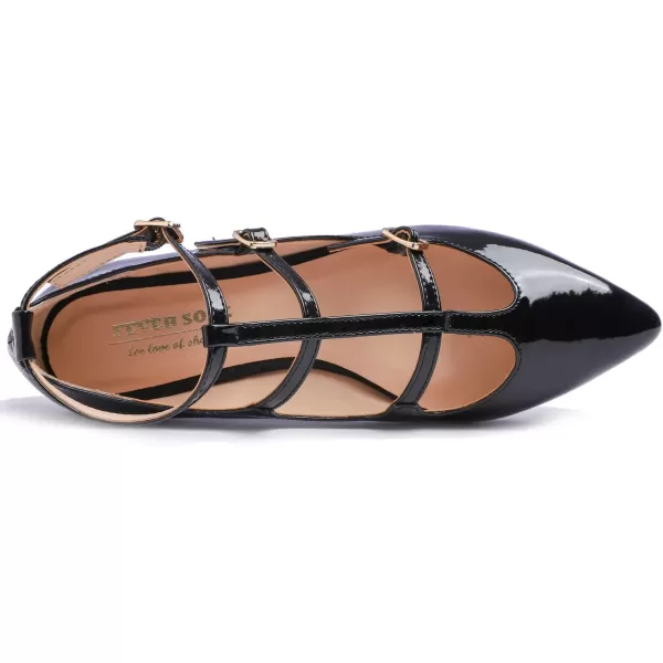 FEVERSOLE Women's Pointed Mary Jane Shoes Fashion Strap Buckle Slip On Flats