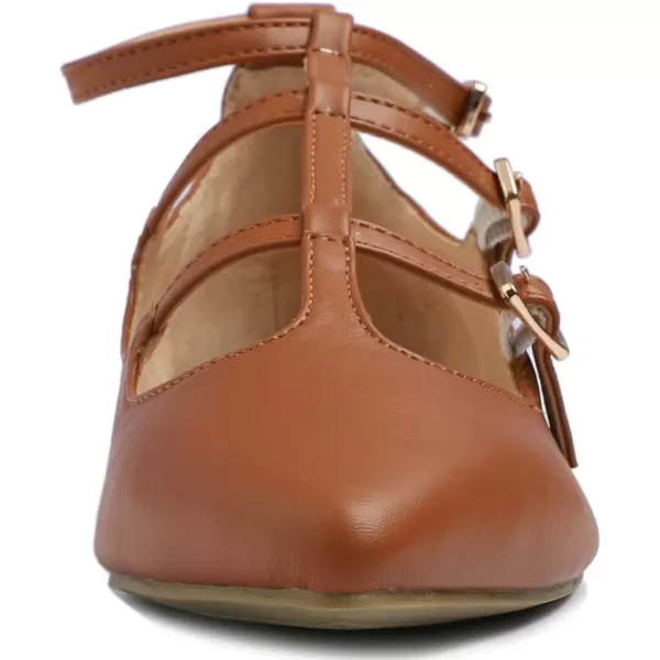 FEVERSOLE Women's Pointed Mary Jane Shoes Fashion Strap Buckle Slip On Flats