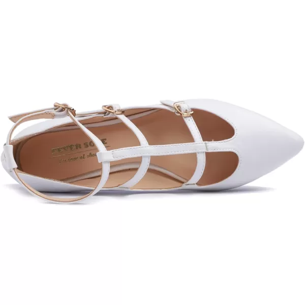 FEVERSOLE Women's Pointed Mary Jane Shoes Fashion Strap Buckle Slip On Flats