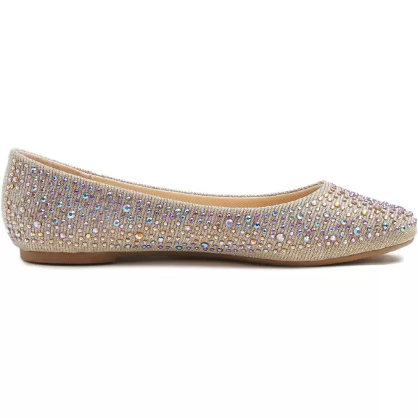 FEVERSOLE Women's Rhinestone Flat Shoes Sparkly Embellished Party Wedding Dress Ballets