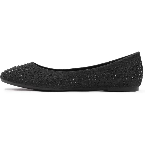 FEVERSOLE Women's Rhinestone Flat Shoes Sparkly Embellished Party Wedding Dress Ballets