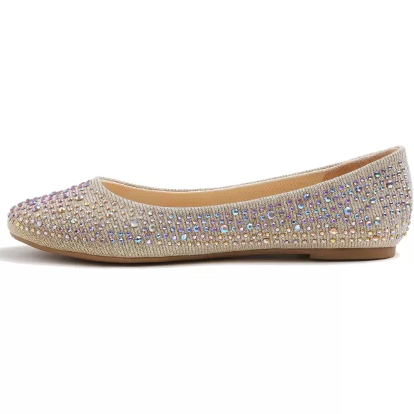 FEVERSOLE Women's Rhinestone Flat Shoes Sparkly Embellished Party Wedding Dress Ballets