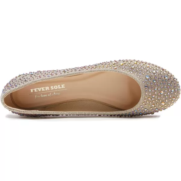 FEVERSOLE Women's Rhinestone Flat Shoes Sparkly Embellished Party Wedding Dress Ballets