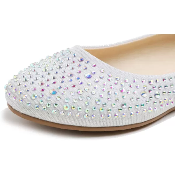 FEVERSOLE Women's Rhinestone Flat Shoes Sparkly Embellished Party Wedding Dress Ballets