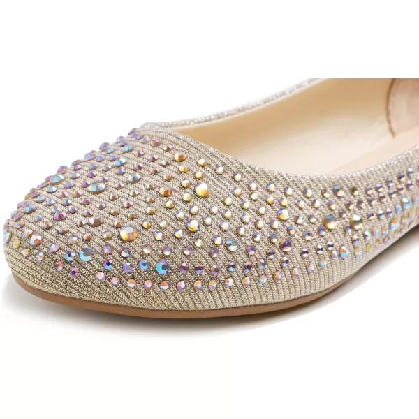 FEVERSOLE Women's Rhinestone Flat Shoes Sparkly Embellished Party Wedding Dress Ballets