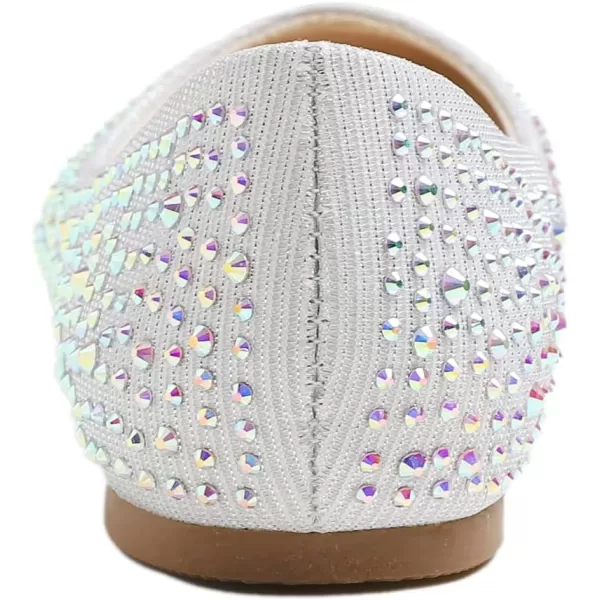 FEVERSOLE Women's Rhinestone Flat Shoes Sparkly Embellished Party Wedding Dress Ballets