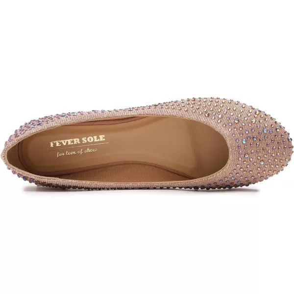 FEVERSOLE Women's Rhinestone Flat Shoes Sparkly Embellished Party Wedding Dress Ballets