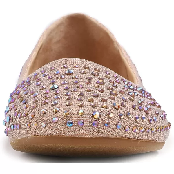 FEVERSOLE Women's Rhinestone Flat Shoes Sparkly Embellished Party Wedding Dress Ballets