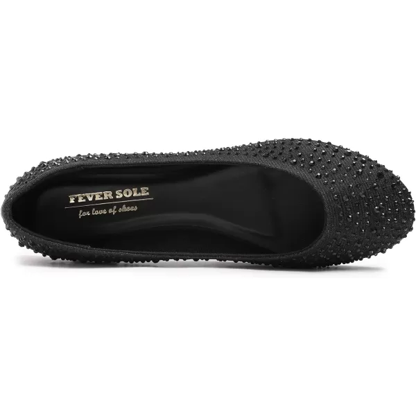 FEVERSOLE Women's Rhinestone Flat Shoes Sparkly Embellished Party Wedding Dress Ballets