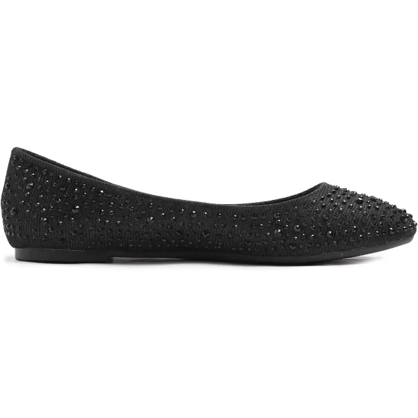 FEVERSOLE Women's Rhinestone Flat Shoes Sparkly Embellished Party Wedding Dress Ballets