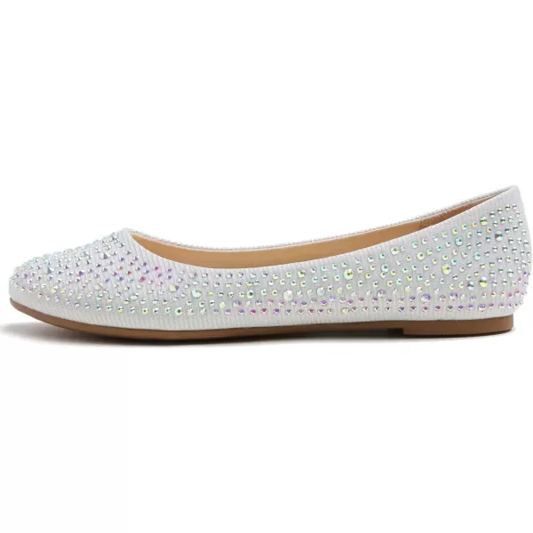FEVERSOLE Women's Rhinestone Flat Shoes Sparkly Embellished Party Wedding Dress Ballets