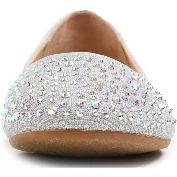 FEVERSOLE Women's Rhinestone Flat Shoes Sparkly Embellished Party Wedding Dress Ballets
