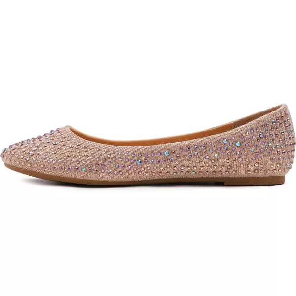 FEVERSOLE Women's Rhinestone Flat Shoes Sparkly Embellished Party Wedding Dress Ballets
