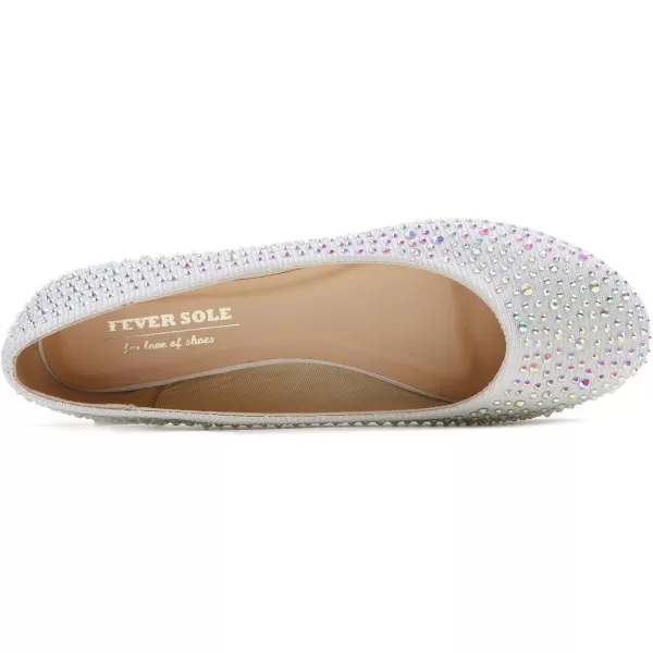 FEVERSOLE Women's Rhinestone Flat Shoes Sparkly Embellished Party Wedding Dress Ballets