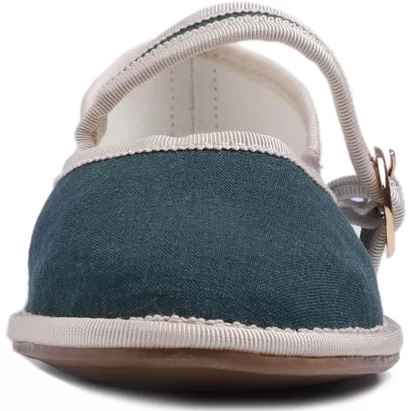 FEVERSOLE Women's Soft Breathable Mary Jane Memory Foam Cushioned Comfort Round Toe Metal Buckle Flats Walking Shoes