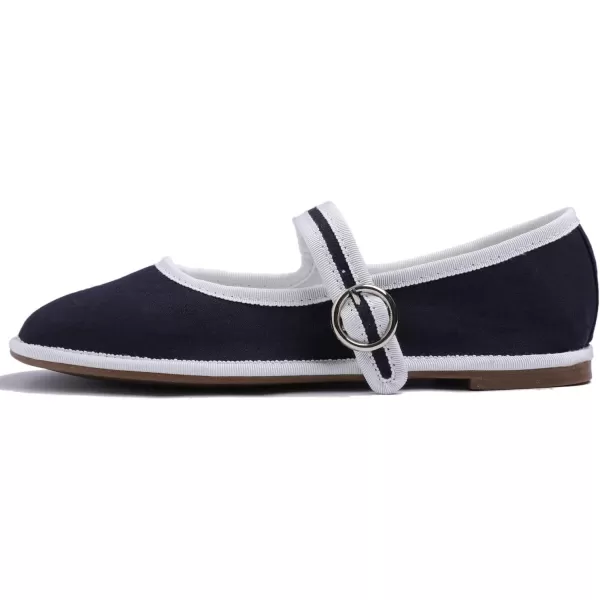 FEVERSOLE Women's Soft Breathable Mary Jane Memory Foam Cushioned Comfort Round Toe Metal Buckle Flats Walking Shoes