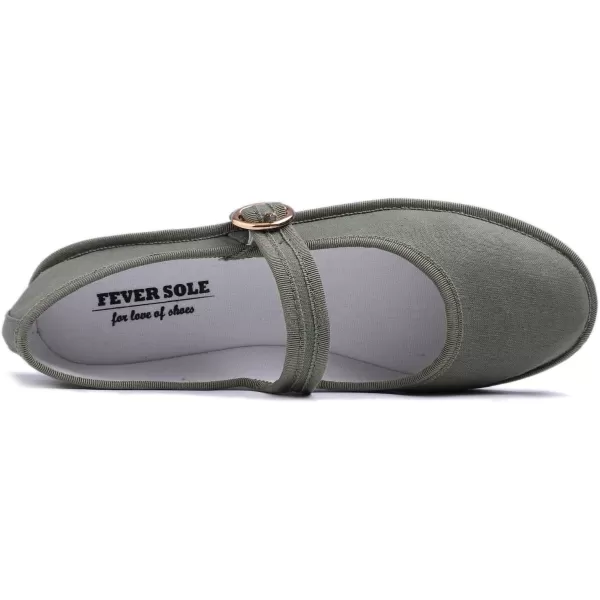 FEVERSOLE Women's Soft Breathable Mary Jane Memory Foam Cushioned Comfort Round Toe Metal Buckle Flats Walking Shoes