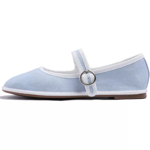 FEVERSOLE Women's Soft Breathable Mary Jane Memory Foam Cushioned Comfort Round Toe Metal Buckle Flats Walking Shoes