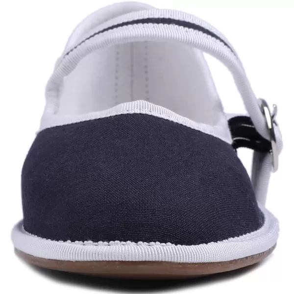 FEVERSOLE Women's Soft Breathable Mary Jane Memory Foam Cushioned Comfort Round Toe Metal Buckle Flats Walking Shoes