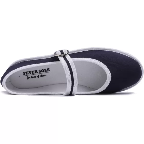 FEVERSOLE Women's Soft Breathable Mary Jane Memory Foam Cushioned Comfort Round Toe Metal Buckle Flats Walking Shoes