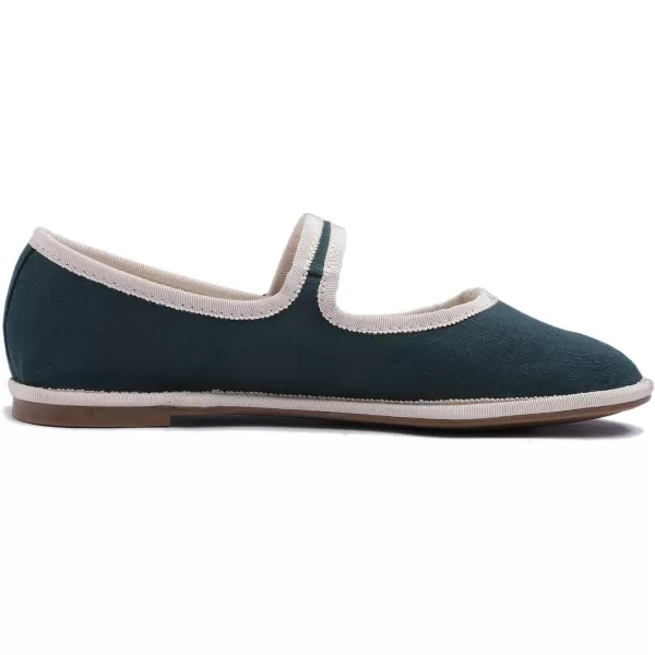 FEVERSOLE Women's Soft Breathable Mary Jane Memory Foam Cushioned Comfort Round Toe Metal Buckle Flats Walking Shoes