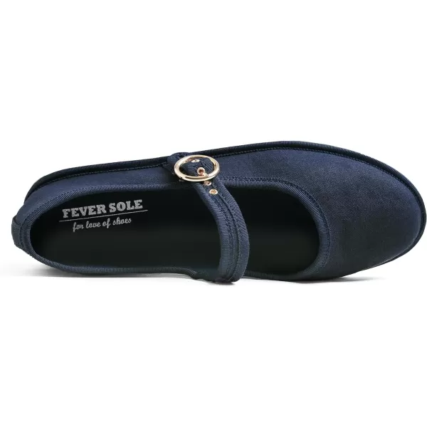 FEVERSOLE Women's Soft Breathable Mary Jane Memory Foam Cushioned Comfort Round Toe Metal Buckle Flats Walking Shoes
