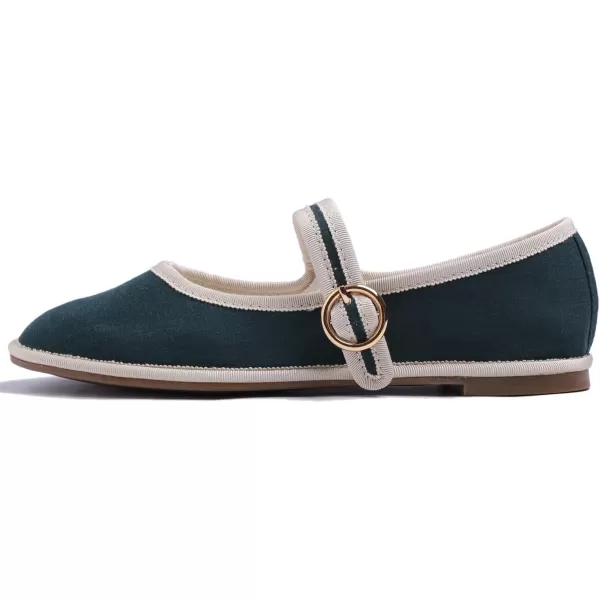 FEVERSOLE Women's Soft Breathable Mary Jane Memory Foam Cushioned Comfort Round Toe Metal Buckle Flats Walking Shoes