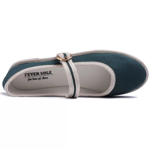 FEVERSOLE Women's Soft Breathable Mary Jane Memory Foam Cushioned Comfort Round Toe Metal Buckle Flats Walking Shoes