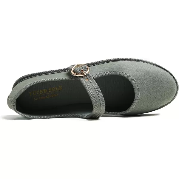 FEVERSOLE Women's Soft Breathable Mary Jane Memory Foam Cushioned Comfort Round Toe Metal Buckle Flats Walking Shoes