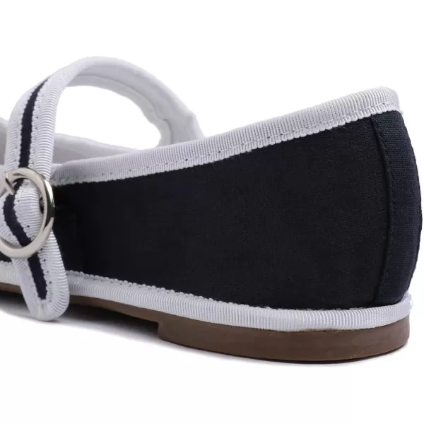 FEVERSOLE Women's Soft Breathable Mary Jane Memory Foam Cushioned Comfort Round Toe Metal Buckle Flats Walking Shoes
