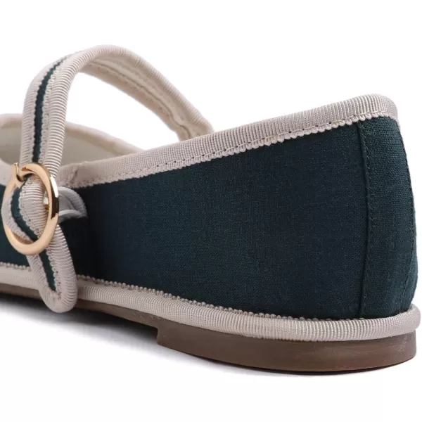 FEVERSOLE Women's Soft Breathable Mary Jane Memory Foam Cushioned Comfort Round Toe Metal Buckle Flats Walking Shoes