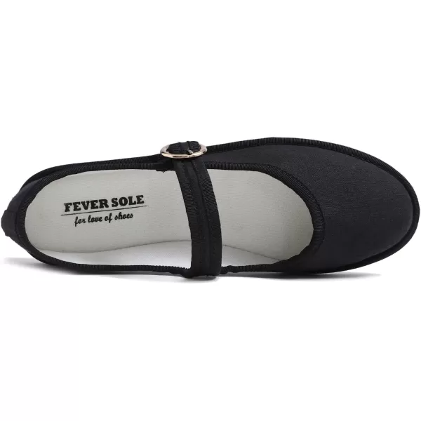 FEVERSOLE Women's Soft Breathable Mary Jane Memory Foam Cushioned Comfort Round Toe Metal Buckle Flats Walking Shoes